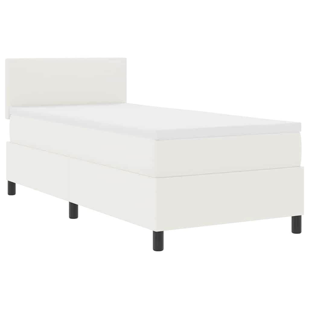 LED Box Spring Krevet s uzglavljem Krema i bijela 90 x 200 cm