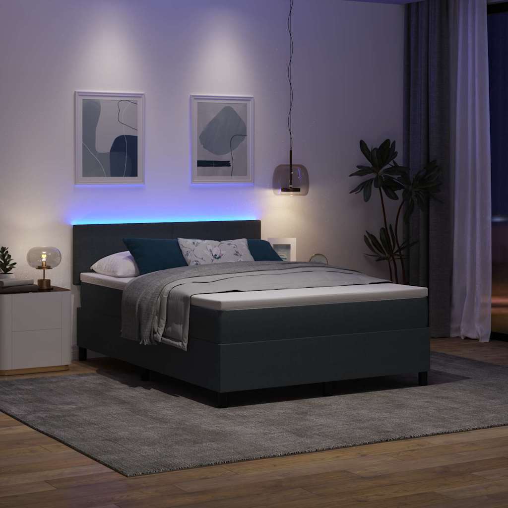 LED Box Spring Krevet Tamno siva i bijela 160 x 200 cm