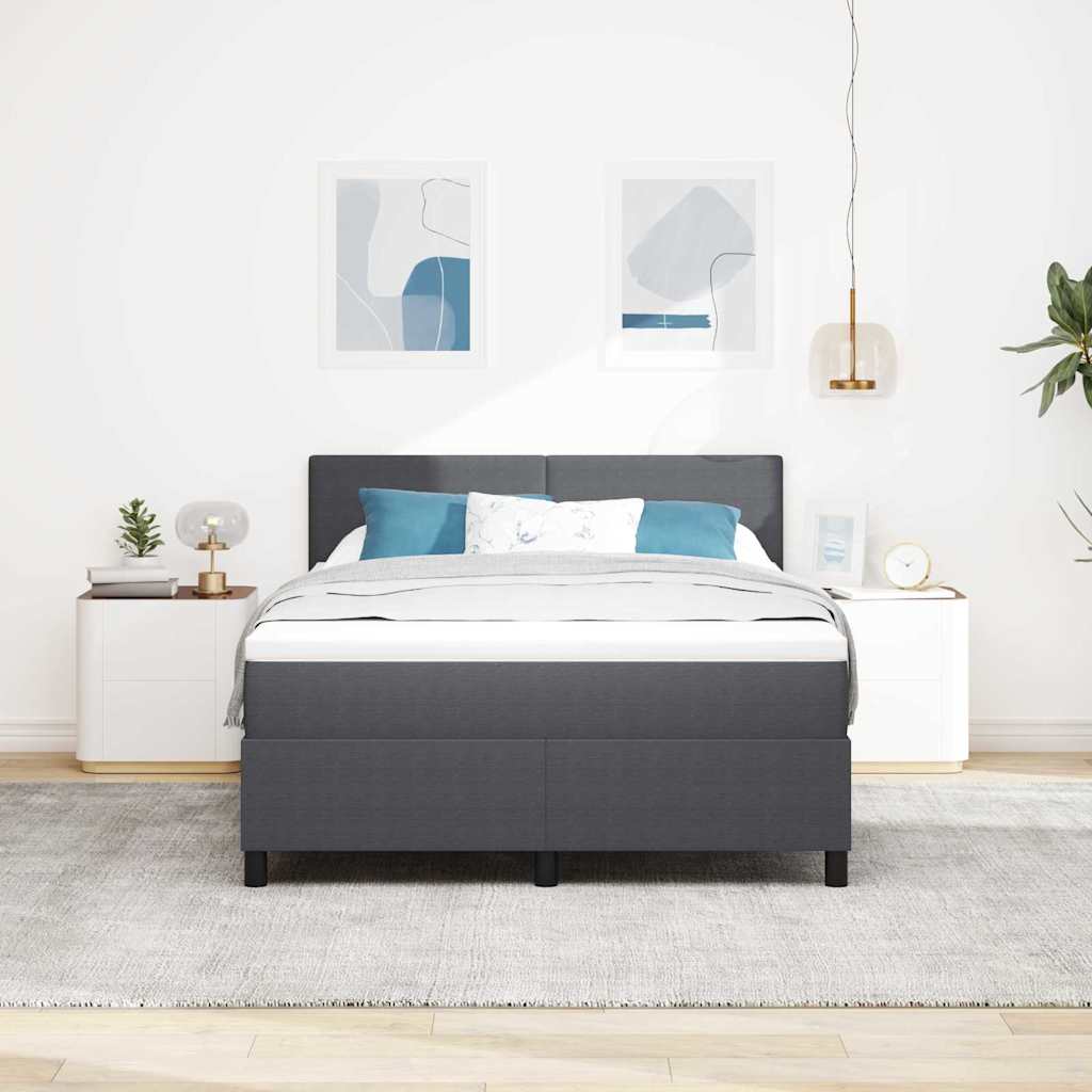 LED Box Spring Krevet Tamno siva i bijela 160 x 200 cm
