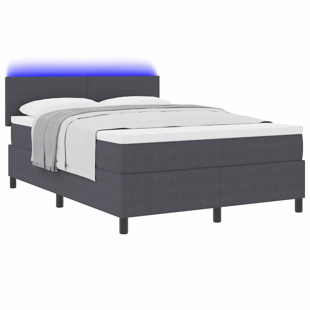 LED Box Spring Krevet Tamno siva i bijela 160 x 200 cm
