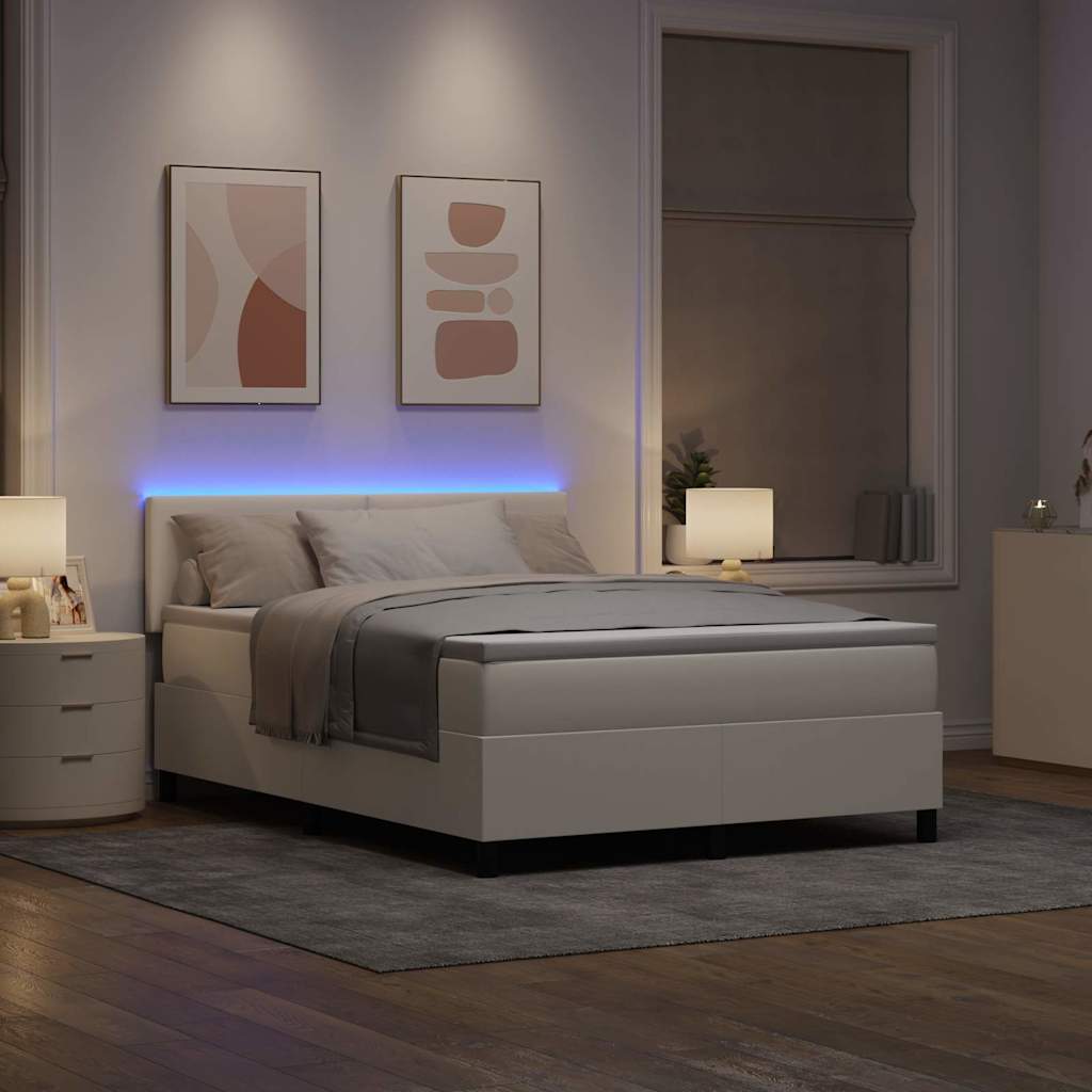 LED Box Spring Krevet s uzglavljem Krema i bijela 160 x 200 cm