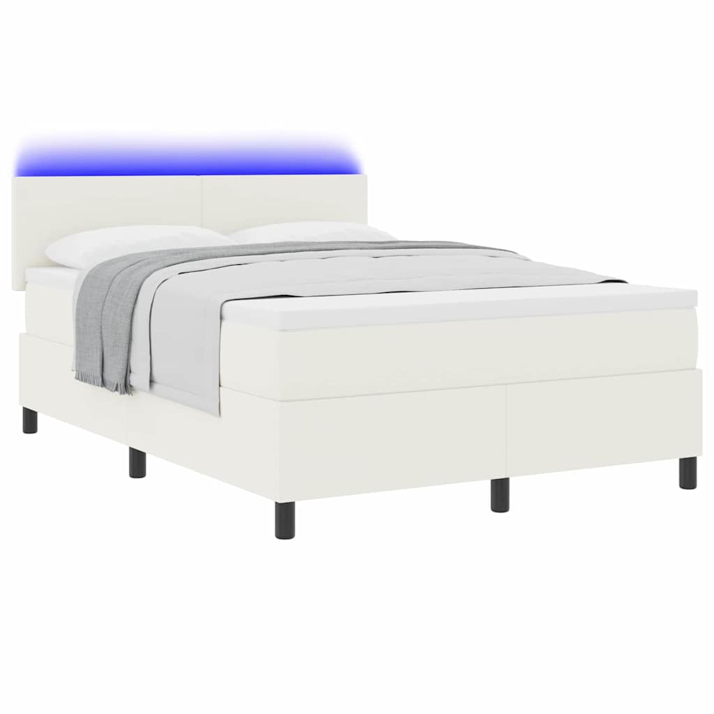LED Box Spring Krevet s uzglavljem Krema i bijela 160 x 200 cm