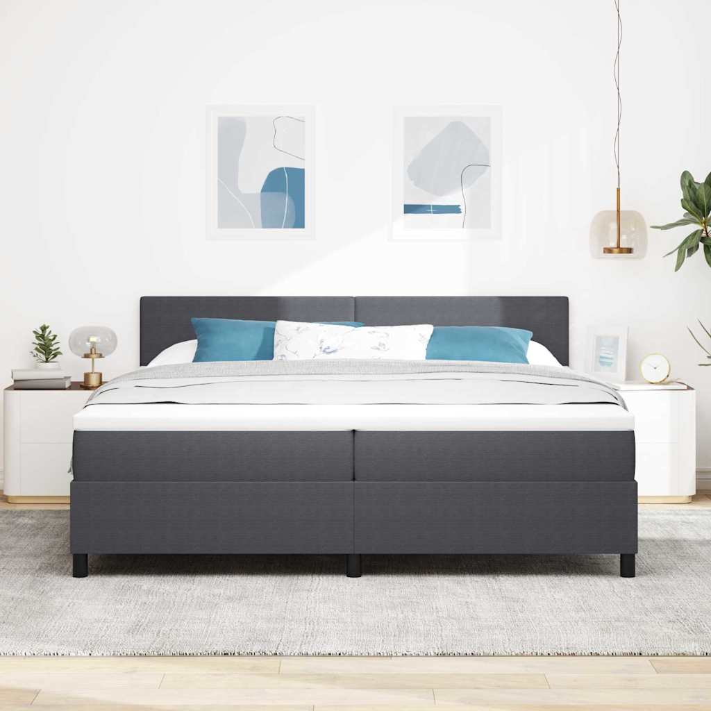 LED Box Spring Krevet Tamno siva i bijela 200 x 200 cm