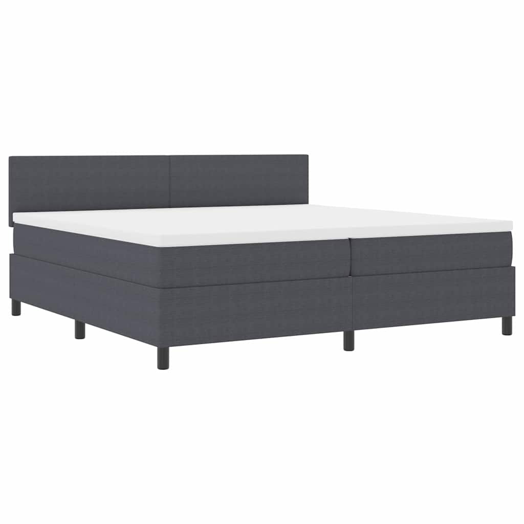 LED Box Spring Krevet Tamno siva i bijela 200 x 200 cm