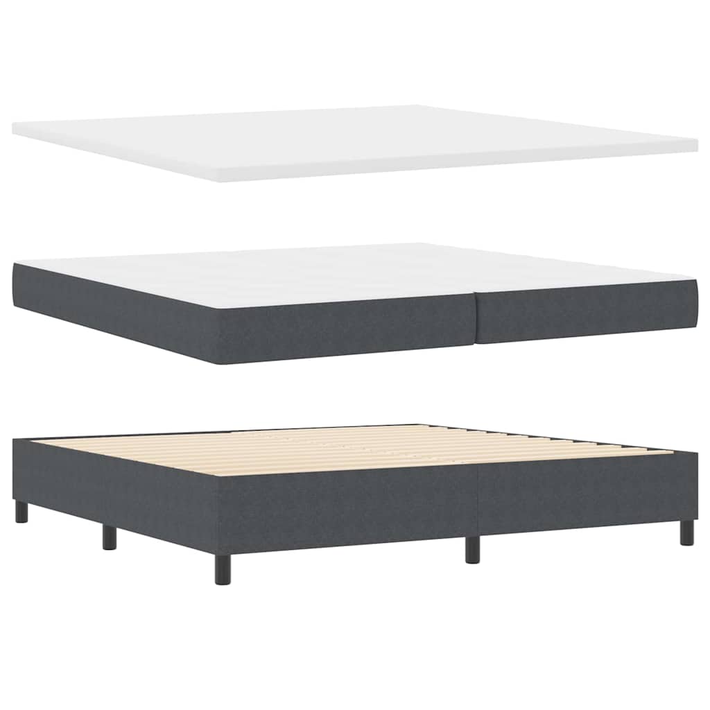 LED Box Spring Krevet Tamno siva i bijela 200 x 200 cm