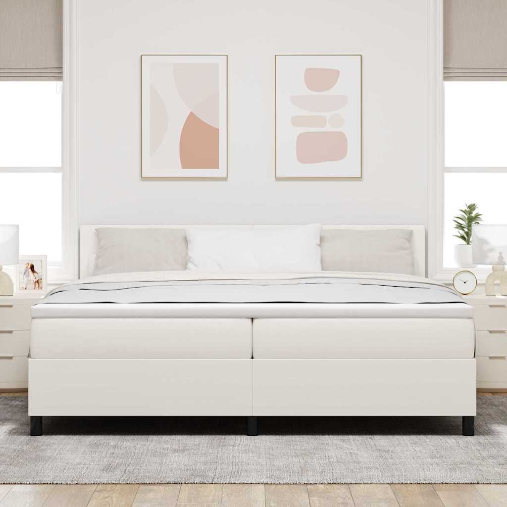 LED Box Spring Krevet s uzglavljem Krema i bijela 200 x 200 cm