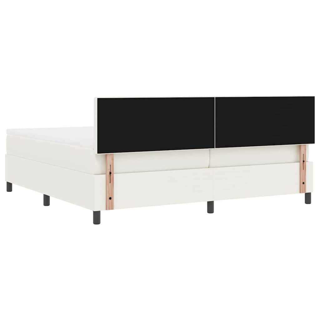LED Box Spring Krevet s uzglavljem Krema i bijela 200 x 200 cm