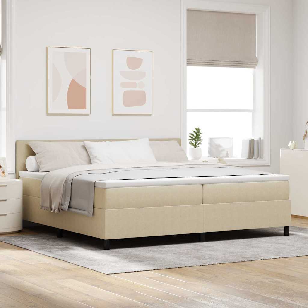 LED Box Spring Krevet Svijetlo siva i bijela. 200 x 200 cm
