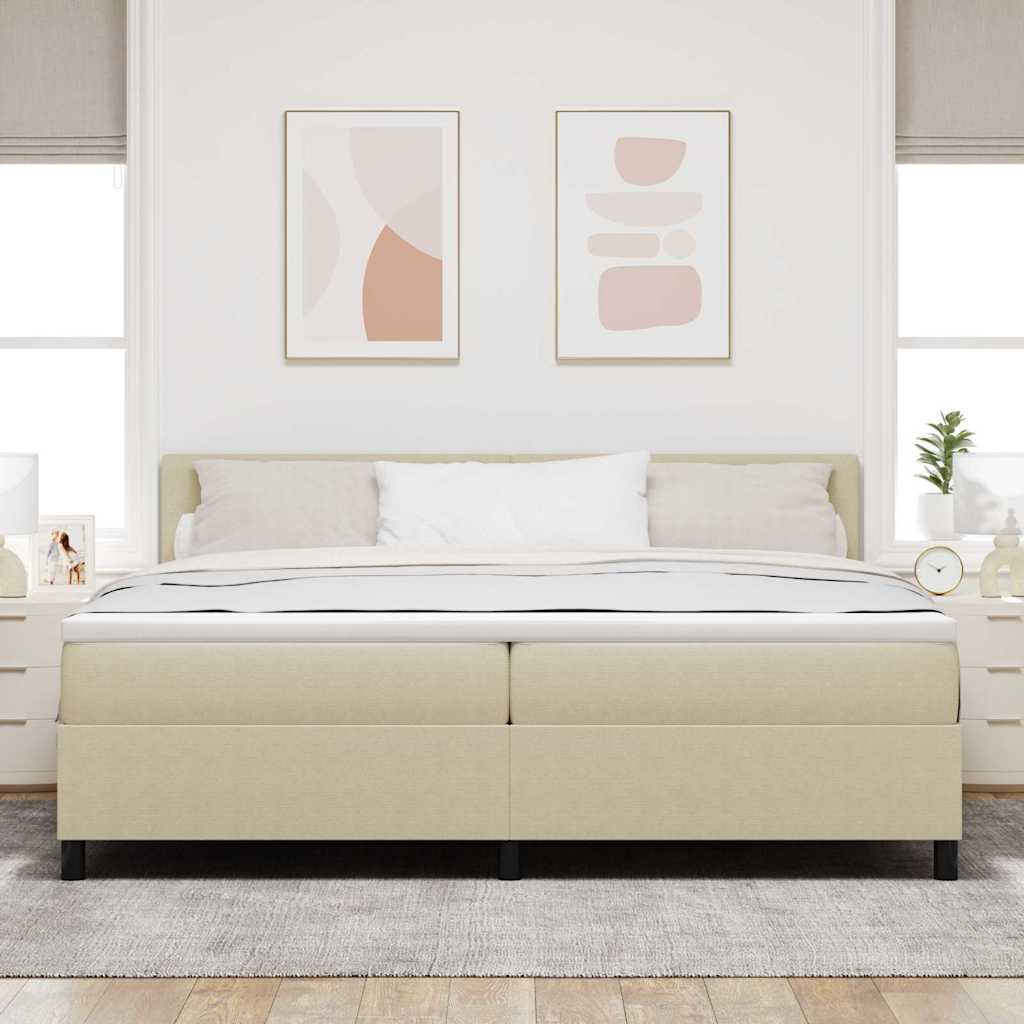 LED Box Spring Krevet Svijetlo siva i bijela. 200 x 200 cm