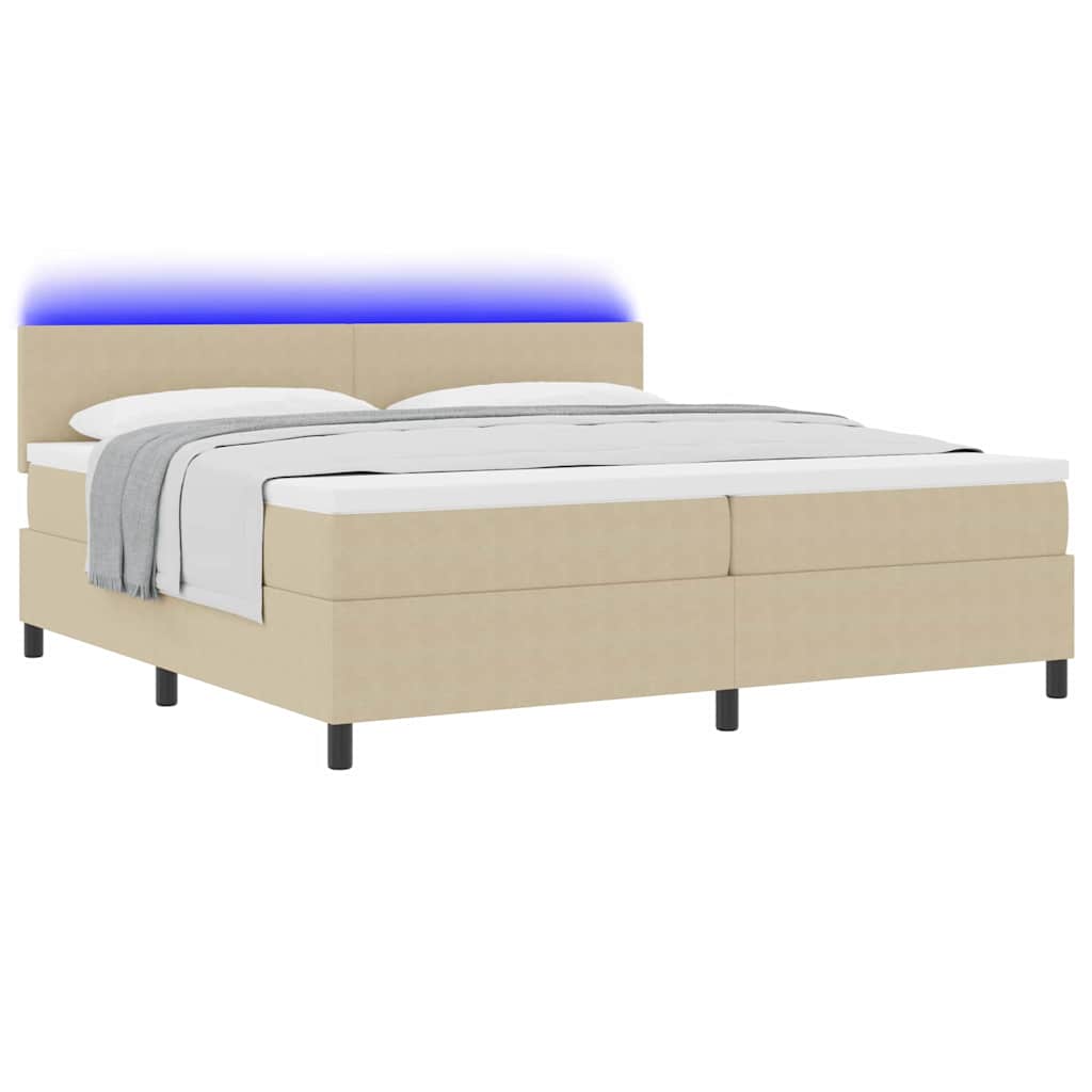 LED Box Spring Krevet Svijetlo siva i bijela. 200 x 200 cm