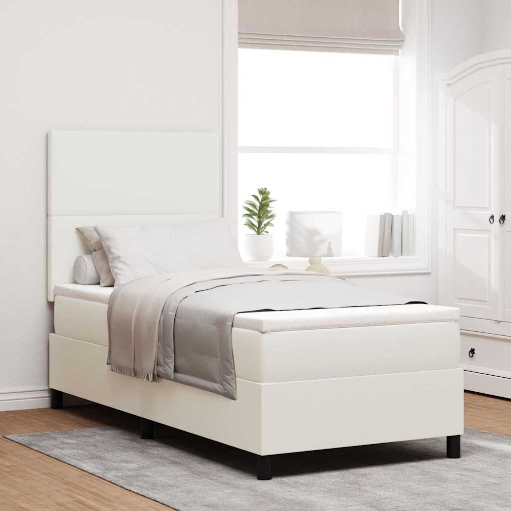 LED Box Spring Krevet s uzglavljem Krema i bijela 80 x 200 cm