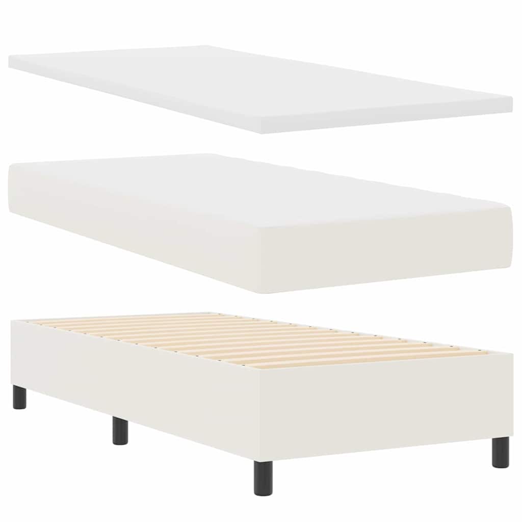 LED Box Spring Krevet s uzglavljem Krema i bijela 80 x 200 cm