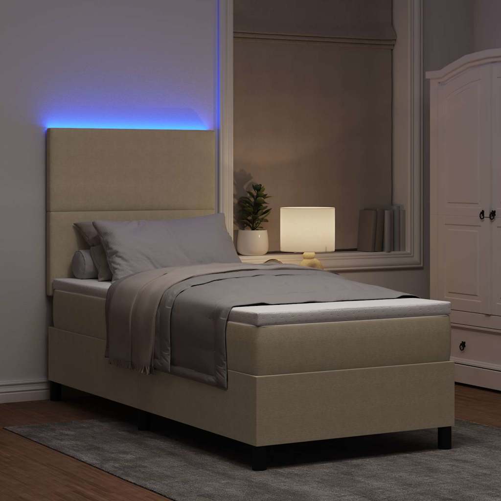 LED Box Spring Krevet Svijetlo siva i bijela. 80 x 200 cm