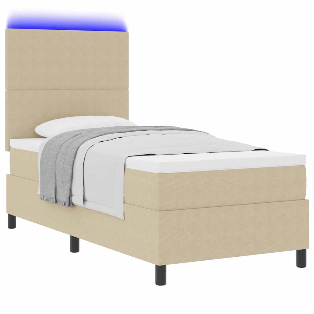 LED Box Spring Krevet Svijetlo siva i bijela. 80 x 200 cm