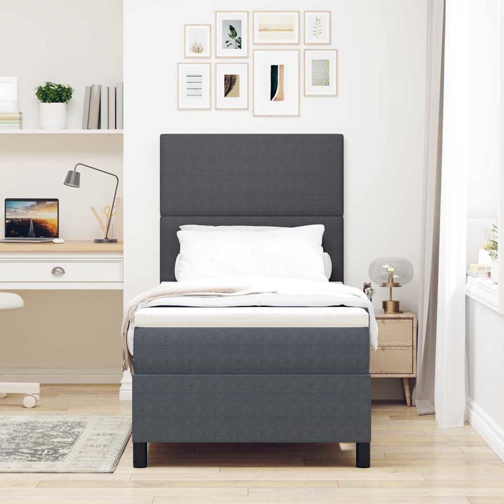 LED Box Spring Krevet Tamno siva i bijela 90 x 200 cm