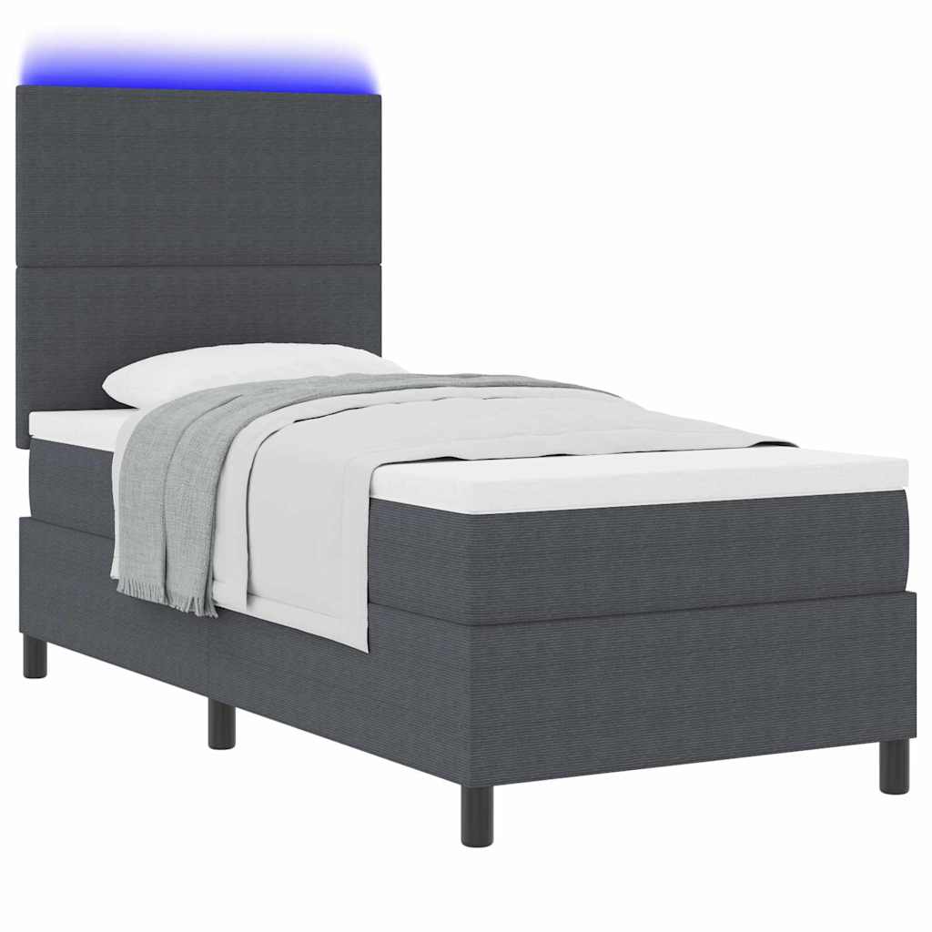 LED Box Spring Krevet Tamno siva i bijela 100 x 200 cm