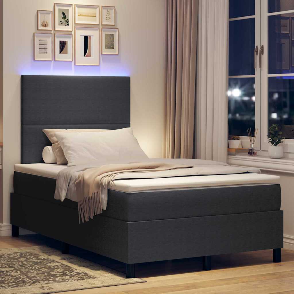 LED Box Spring Krevet Tamno siva i bijela 120 x 190 cm