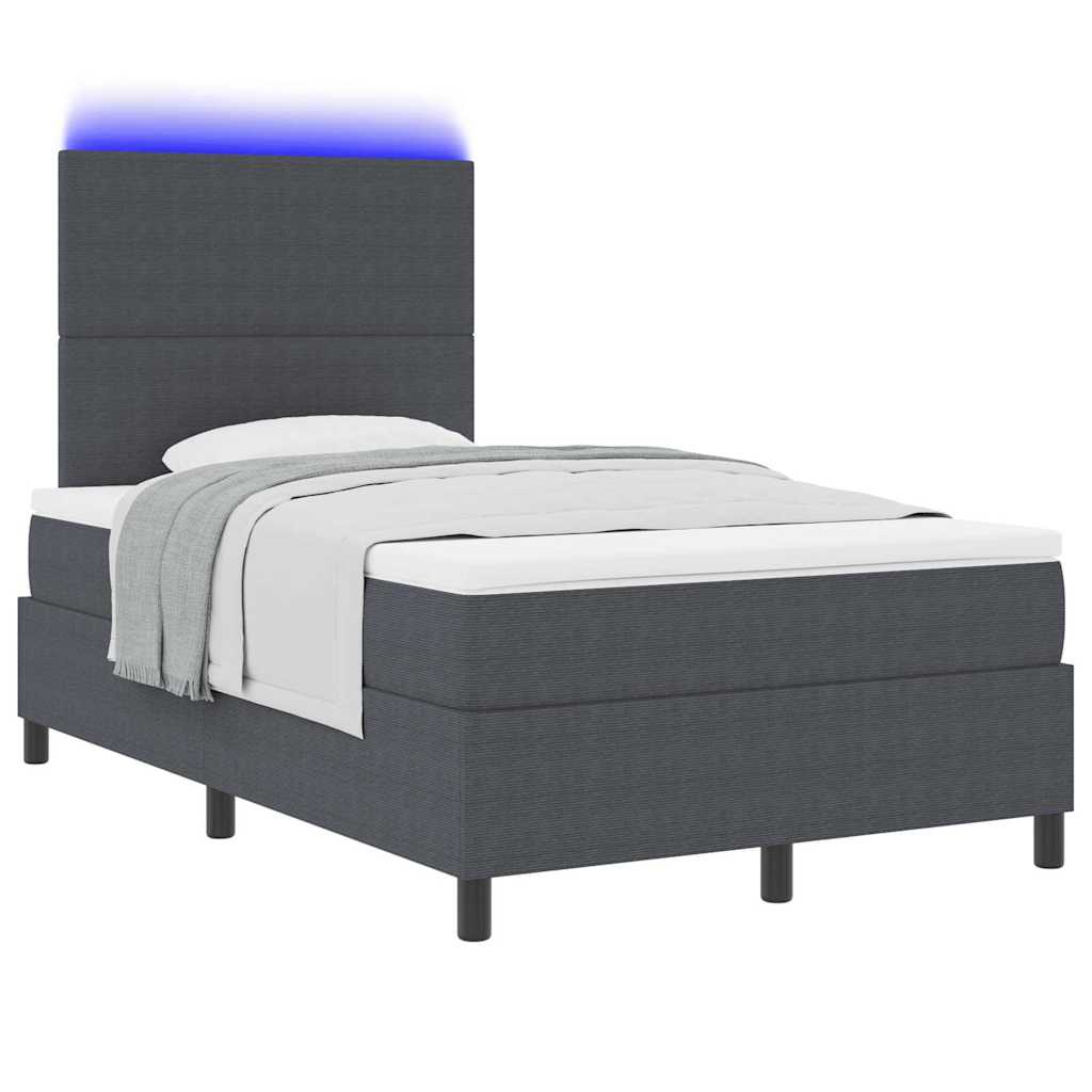 LED Box Spring Krevet Tamno siva i bijela 120 x 190 cm