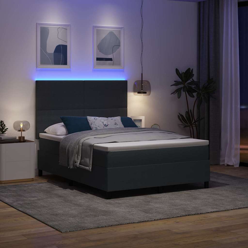 LED Box Spring Krevet Tamno siva i bijela 160 x 200 cm