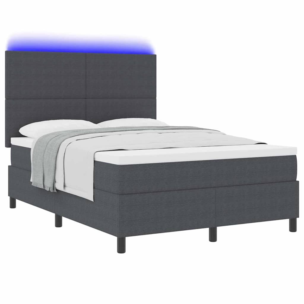 LED Box Spring Krevet Tamno siva i bijela 160 x 200 cm