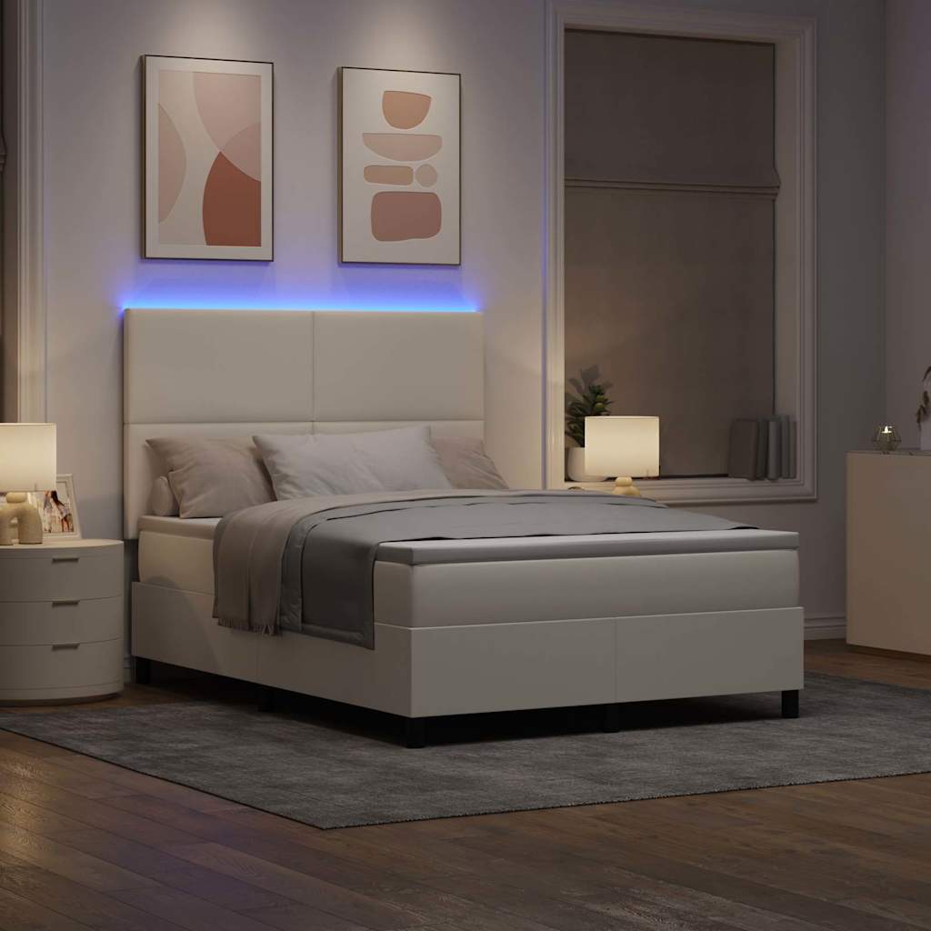 LED Box Spring Krevet s uzglavljem Krema i bijela 160 x 200 cm