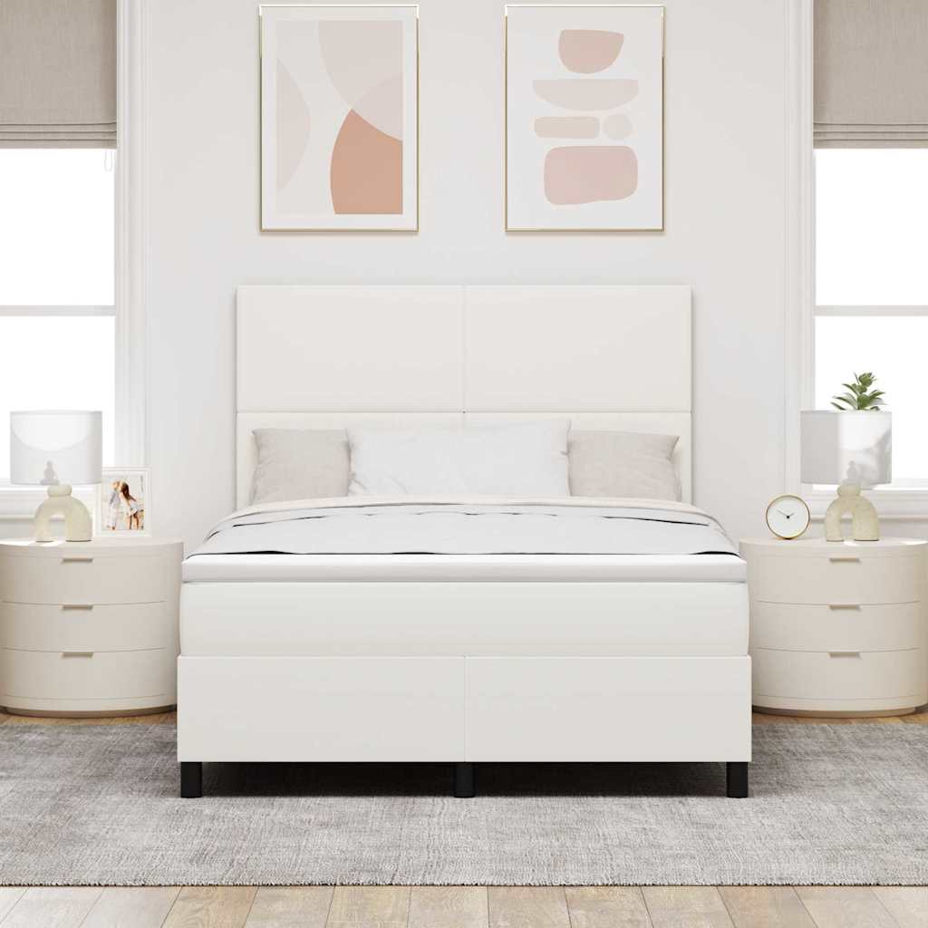 LED Box Spring Krevet s uzglavljem Krema i bijela 160 x 200 cm