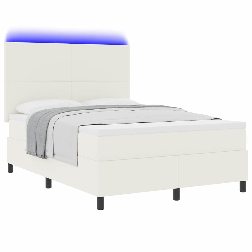 LED Box Spring Krevet s uzglavljem Krema i bijela 160 x 200 cm