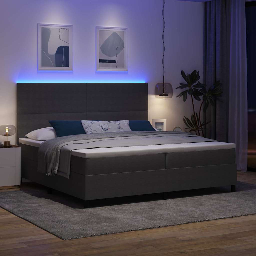 LED Box Spring Krevet Svijetlo siva i bijela. 200 x 200 cm
