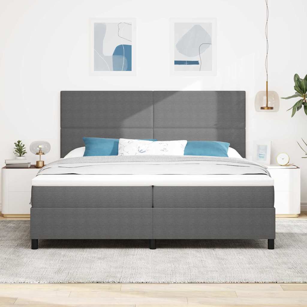 LED Box Spring Krevet Svijetlo siva i bijela. 200 x 200 cm