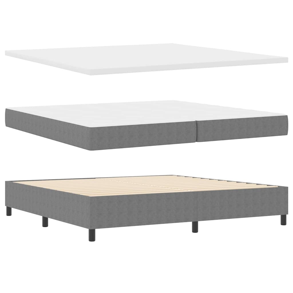 LED Box Spring Krevet Svijetlo siva i bijela. 200 x 200 cm