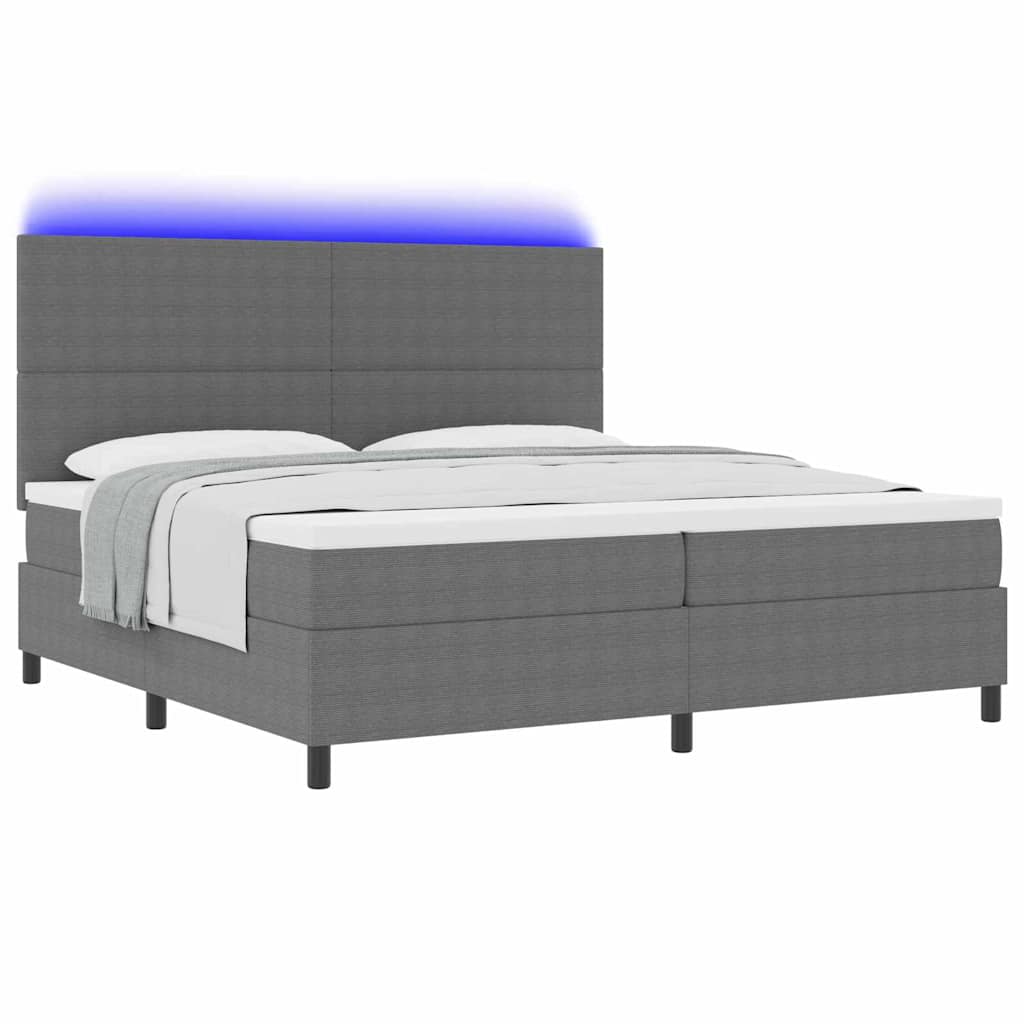 LED Box Spring Krevet Svijetlo siva i bijela. 200 x 200 cm