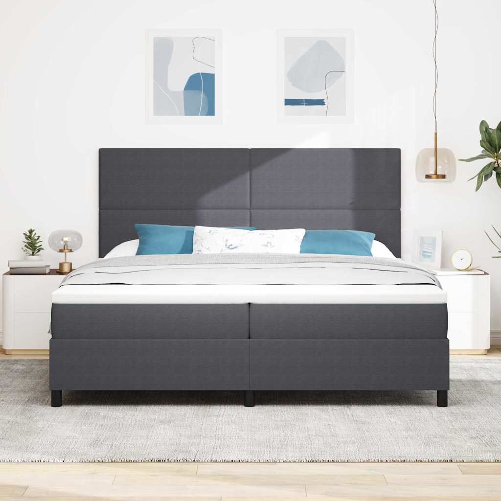 LED Box Spring Krevet Tamno siva i bijela 200 x 200 cm