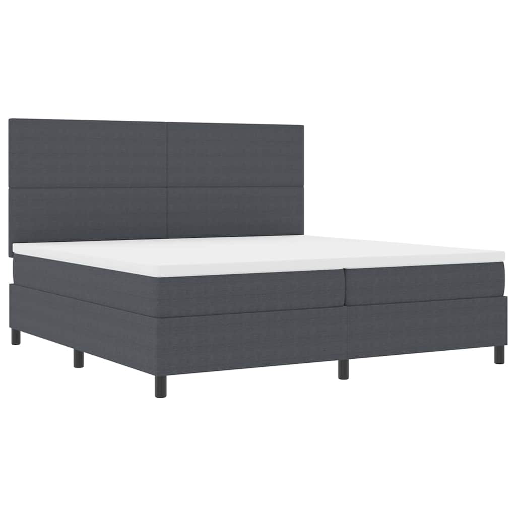 LED Box Spring Krevet Tamno siva i bijela 200 x 200 cm