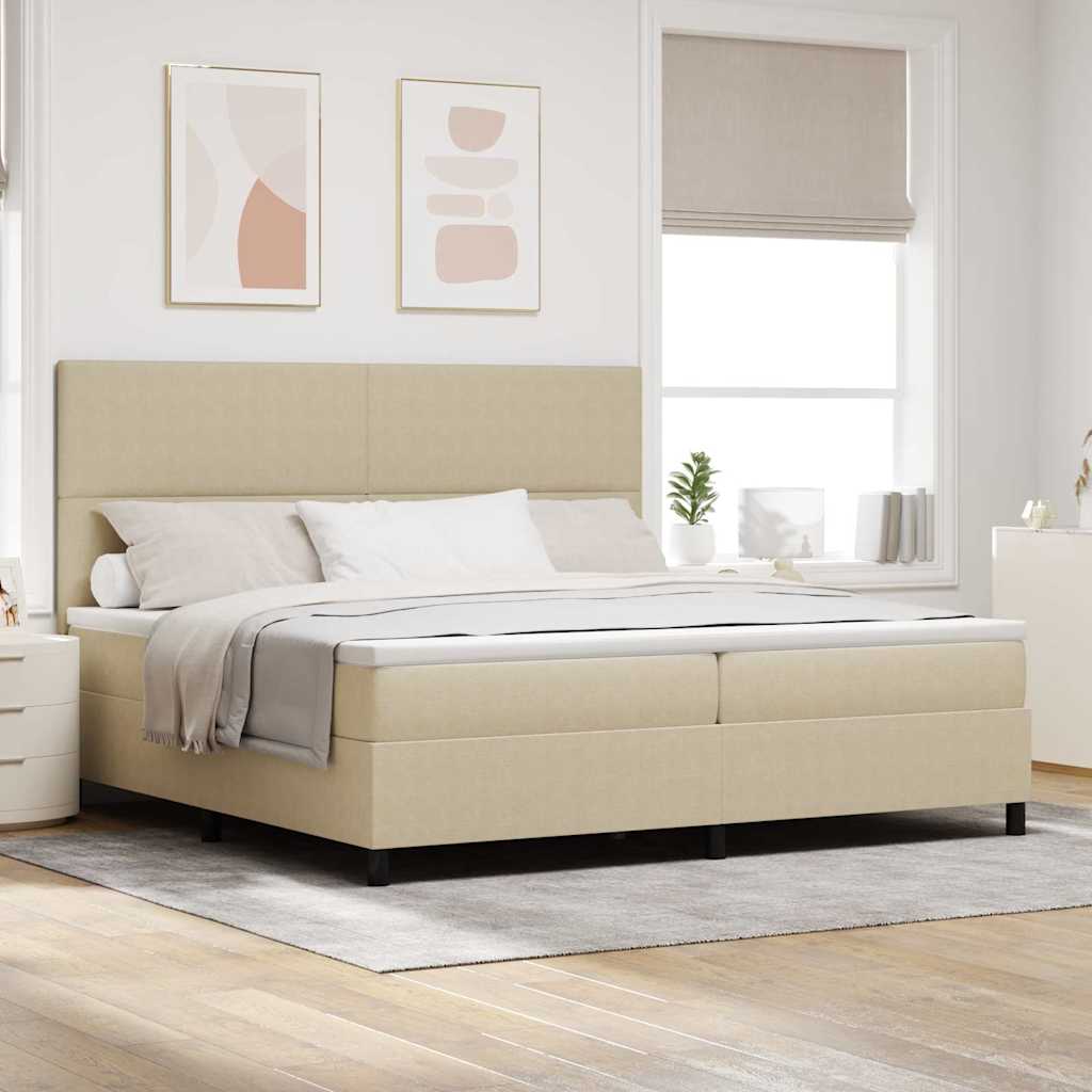 LED Box Spring Krevet Svijetlo siva i bijela. 200 x 200 cm