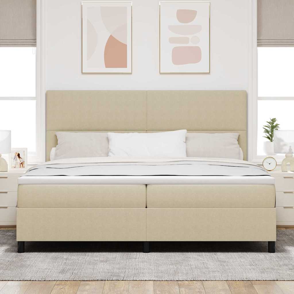 LED Box Spring Krevet Svijetlo siva i bijela. 200 x 200 cm
