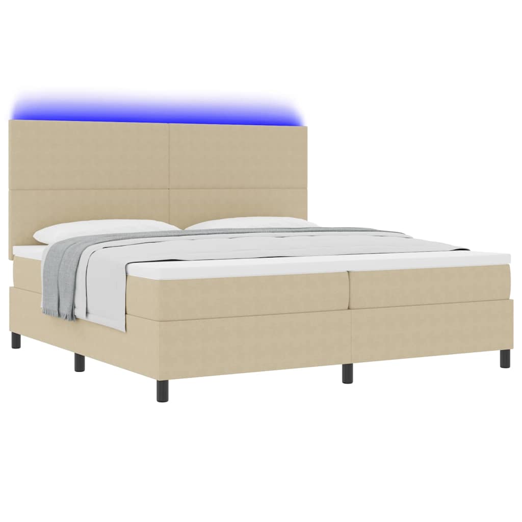 LED Box Spring Krevet Svijetlo siva i bijela. 200 x 200 cm