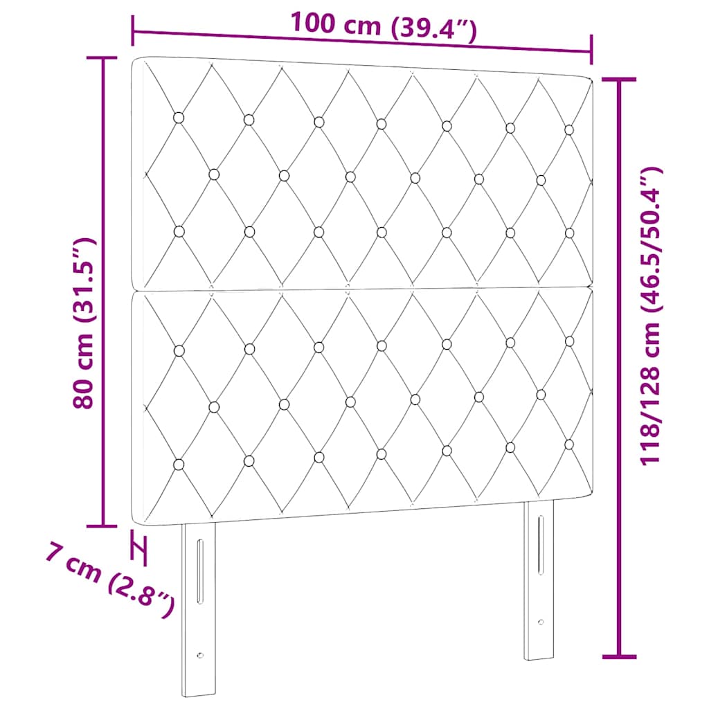Uzglavlje Crna 100 cm Baršun