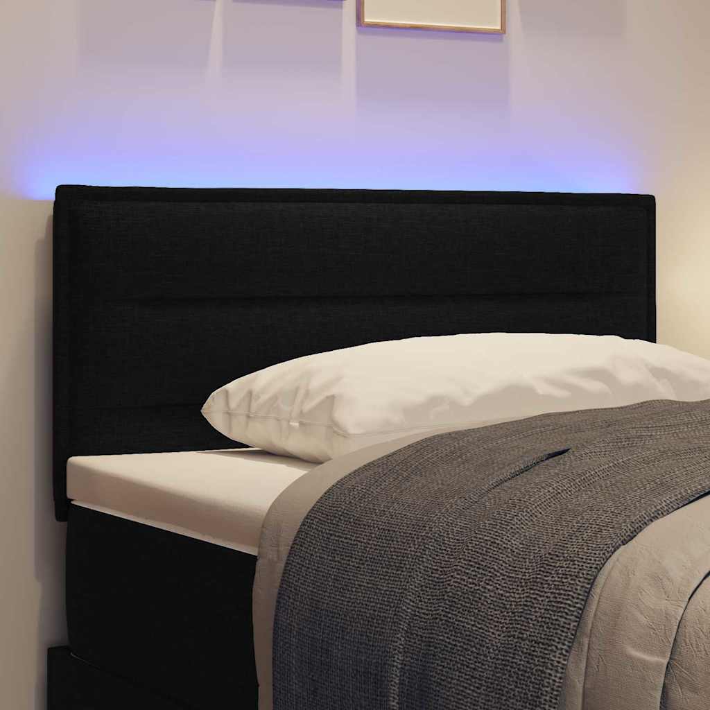 LED glava kreveta s LED trakama s uzglavljem Crna 80 cm tkanina