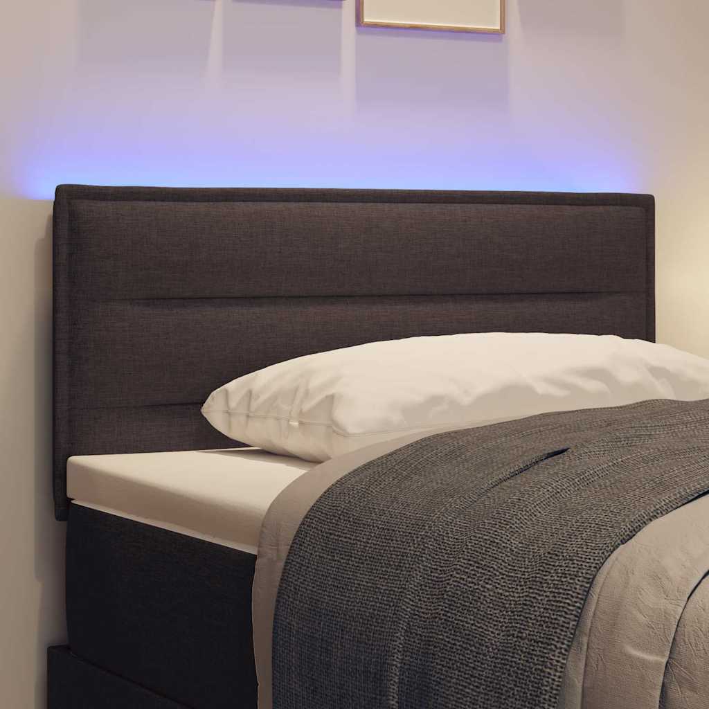 LED glava kreveta s LED trakama Tamno smeđa 90 cm tkanina