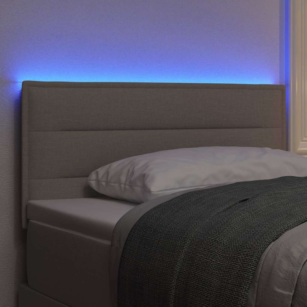 LED glava kreveta s LED trakama Sivo-smeđa 90 cm tkanina