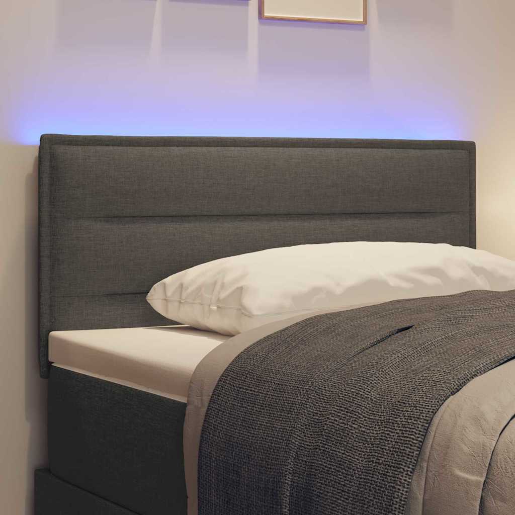 LED glava kreveta s LED trakama Tamno siva 100 cm tkanina