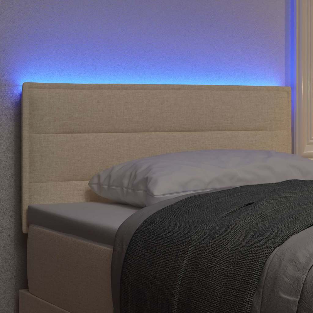 LED glava kreveta s LED trakama Krema 100 cm tkanina