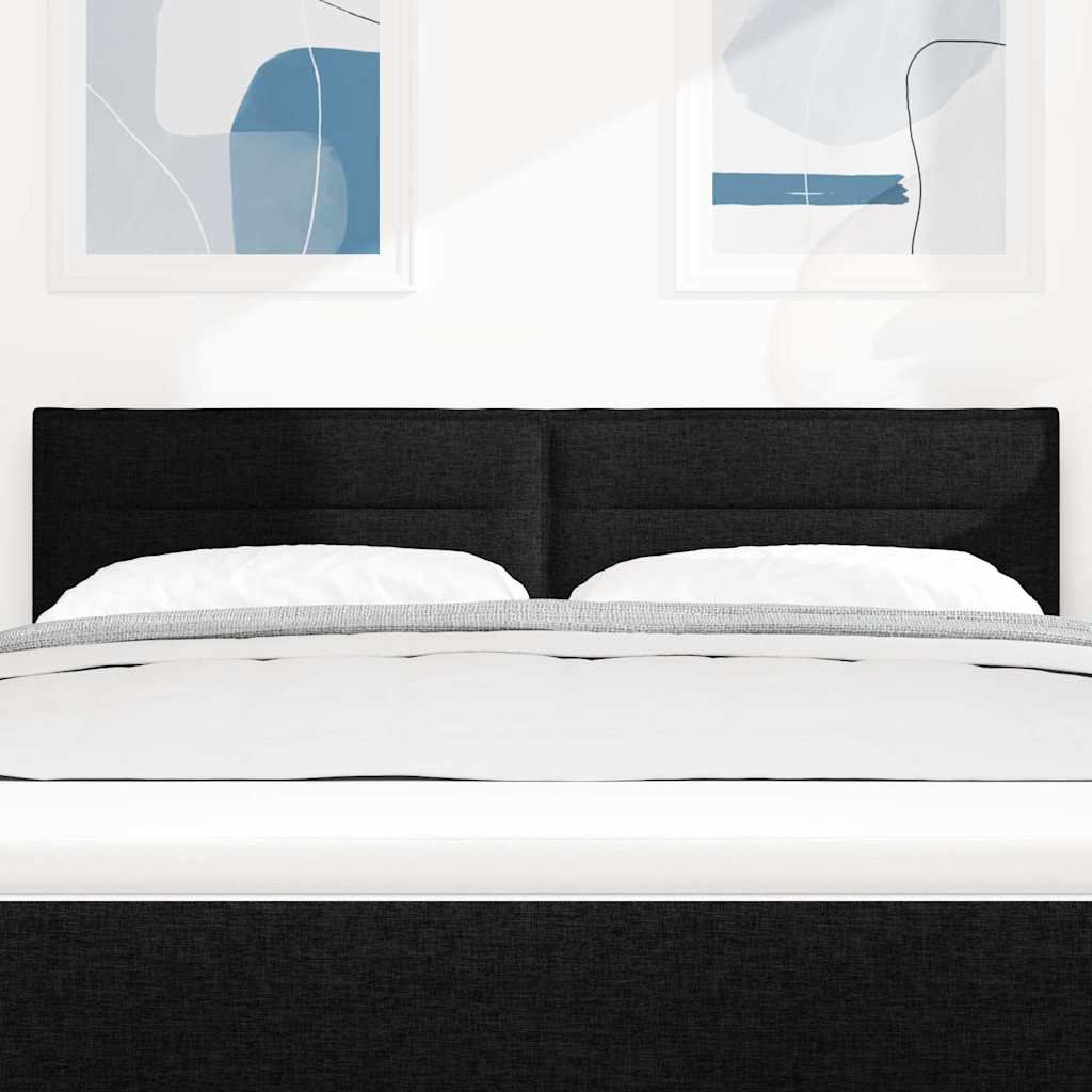 LED glava kreveta s LED trakama Crna 144 cm tkanina
