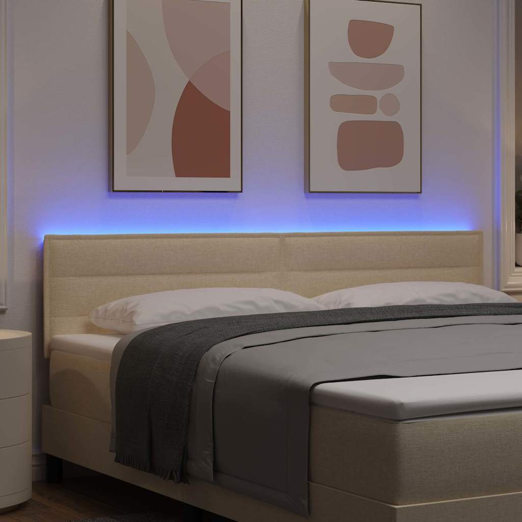 LED glava kreveta s LED trakama Krema 180 cm tkanina