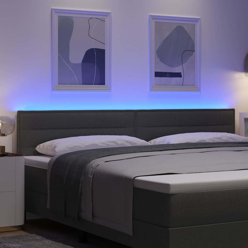 LED glava kreveta s LED trakama Tamno siva 200 cm tkanina