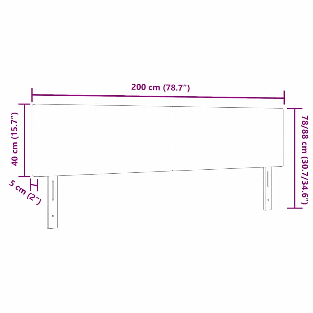 LED glava kreveta Svijetlo siva 200 cm Kordura tekstil