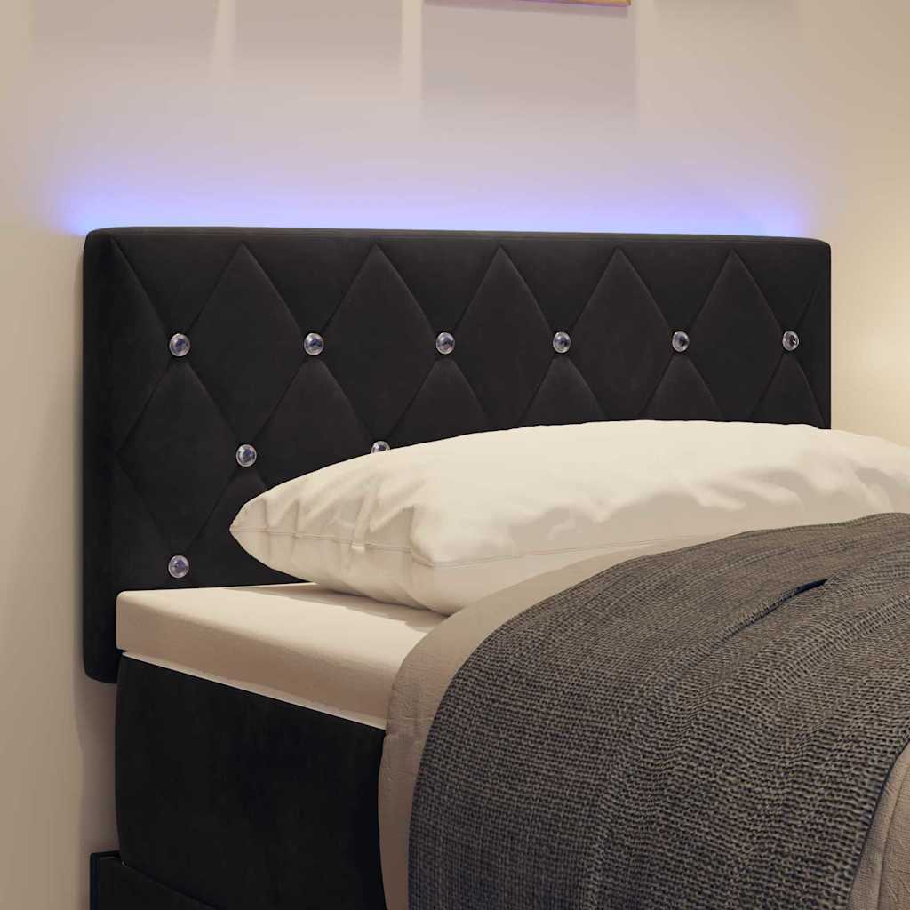 LED glava kreveta s LED trakama s uzglavljem Crna 80 cm Baršun