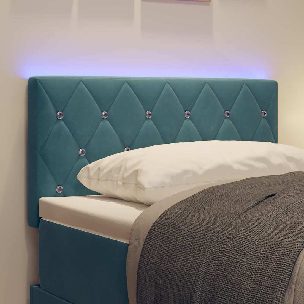 LED glava kreveta s LED trakama Tamno plava 80 cm Baršun