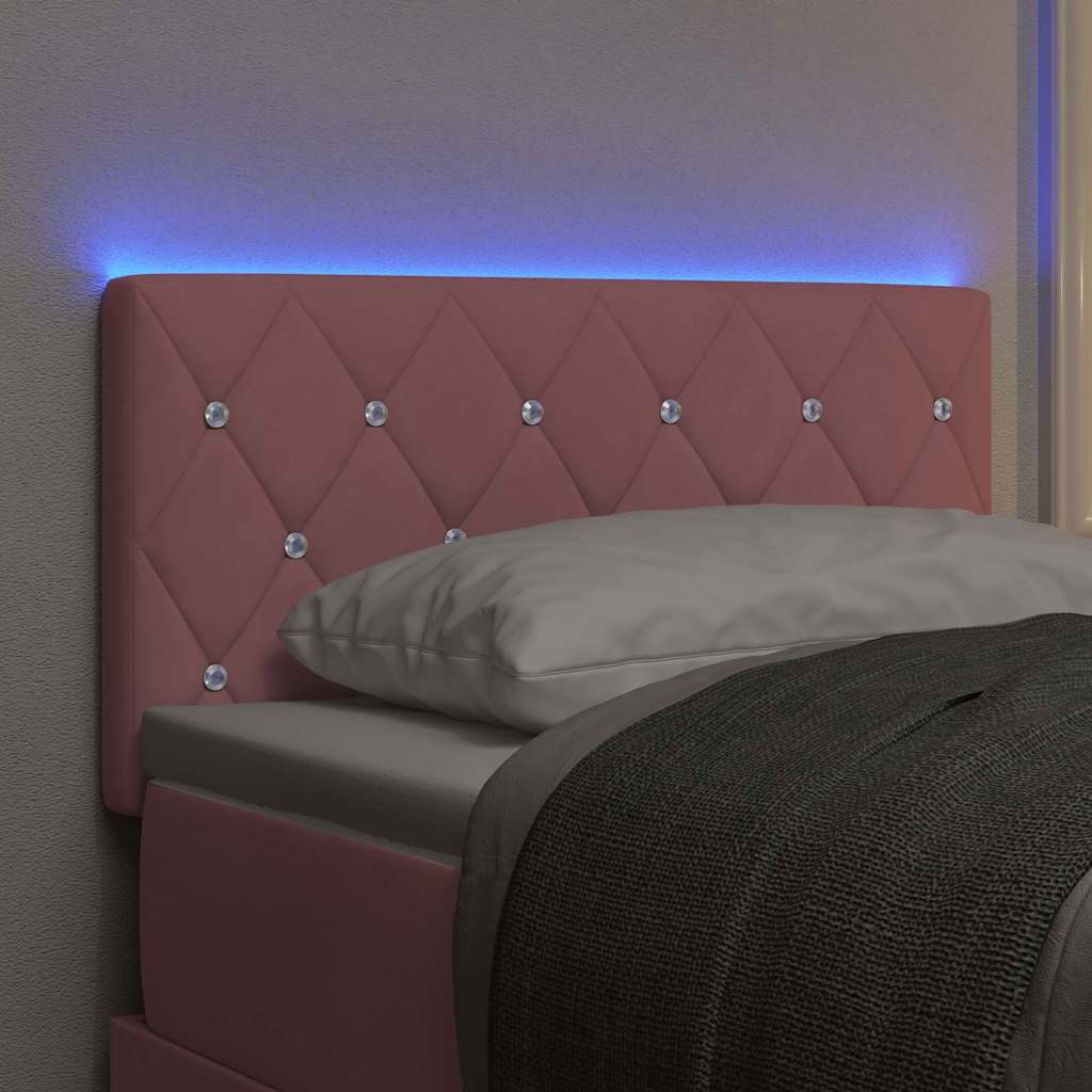 LED glava kreveta s LED trakama Ružičasta 80 cm Baršun