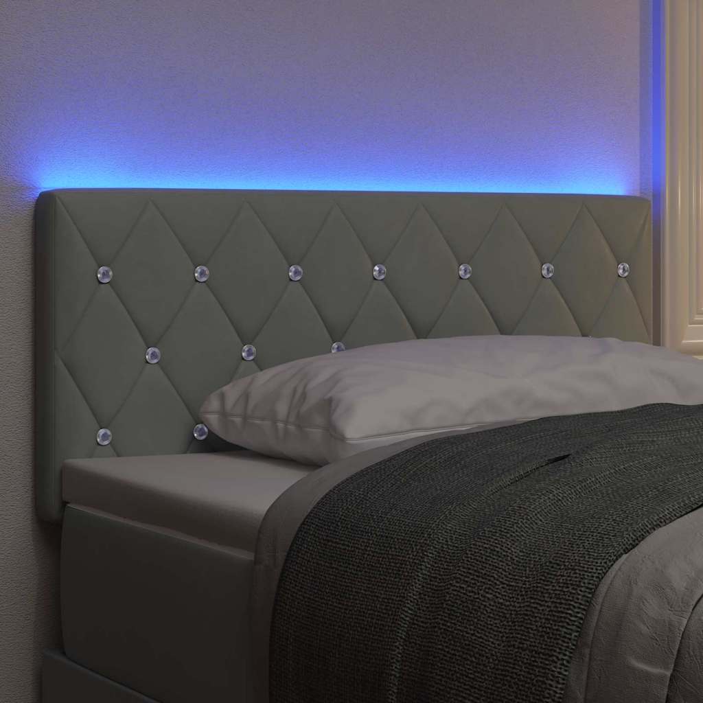LED glava kreveta s LED trakama Svijetlo siva 90 cm Baršun